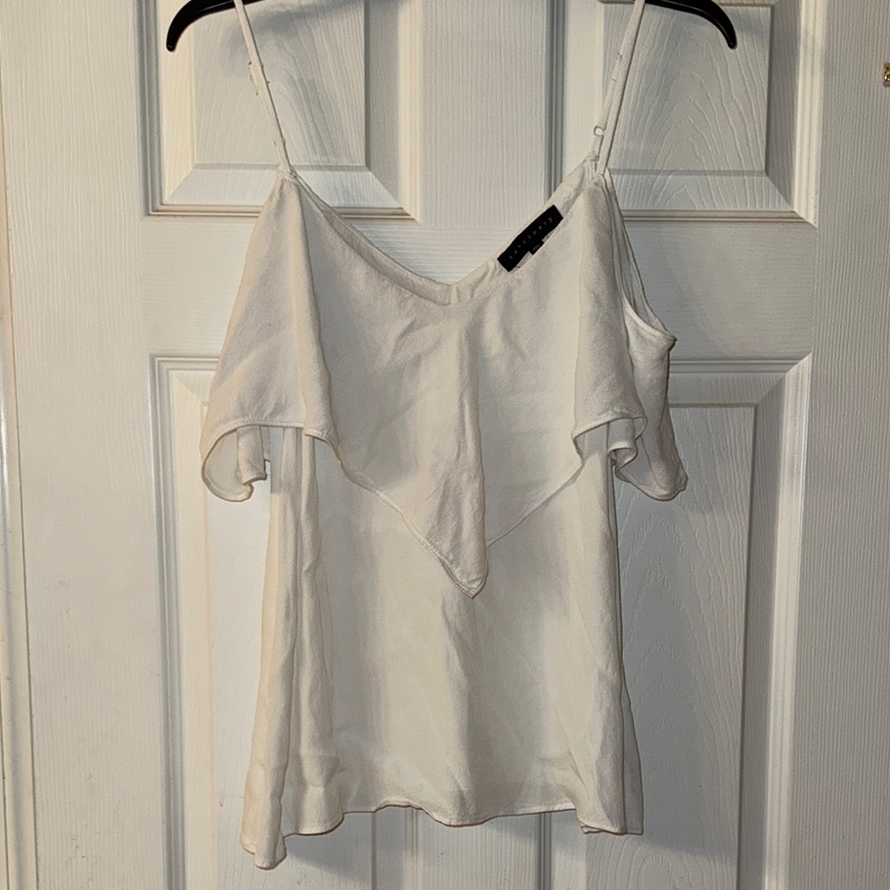Sanctuary Asymmetrical Ruffled Camisole in White